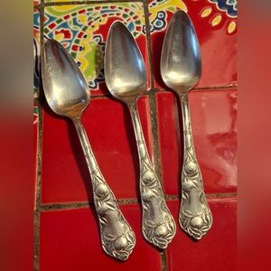 Rogers Bros AA Orange Or Sunkist Fruit Spoons 1910 Set Of 3 Vintage Silverplate